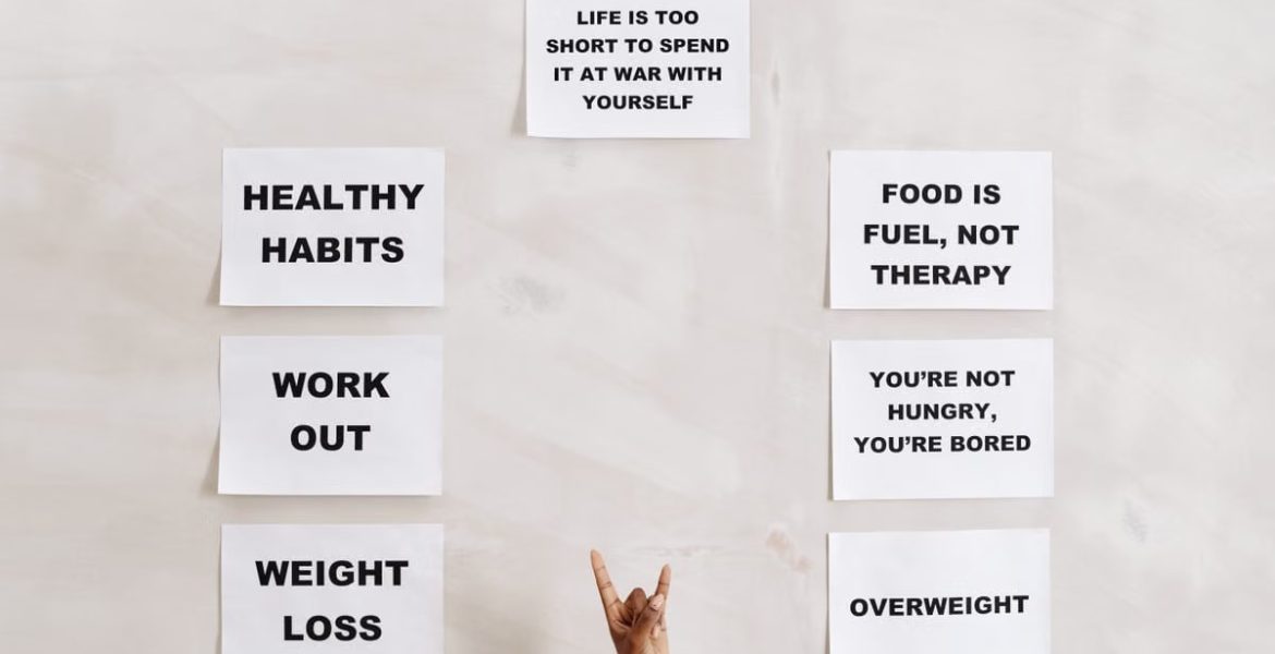 Motivational quotes promoting healthy living, fitness, and wellness habits.